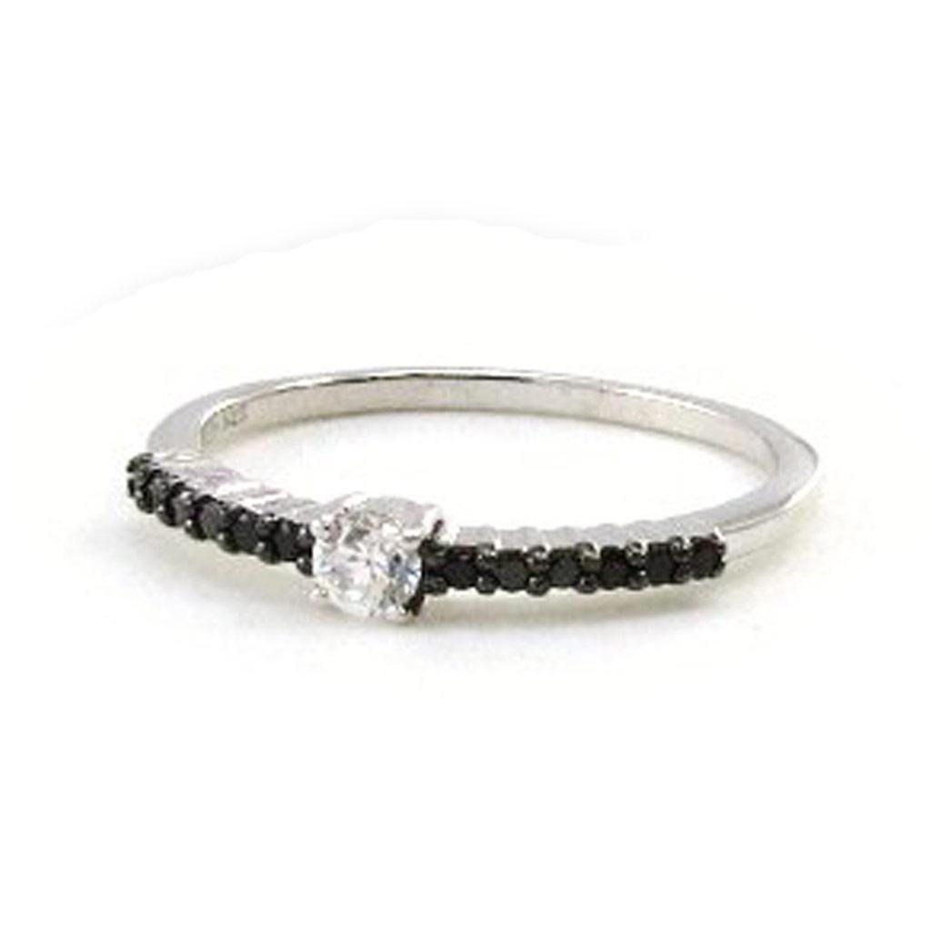 Silver Ring 'Scarlett' Black White