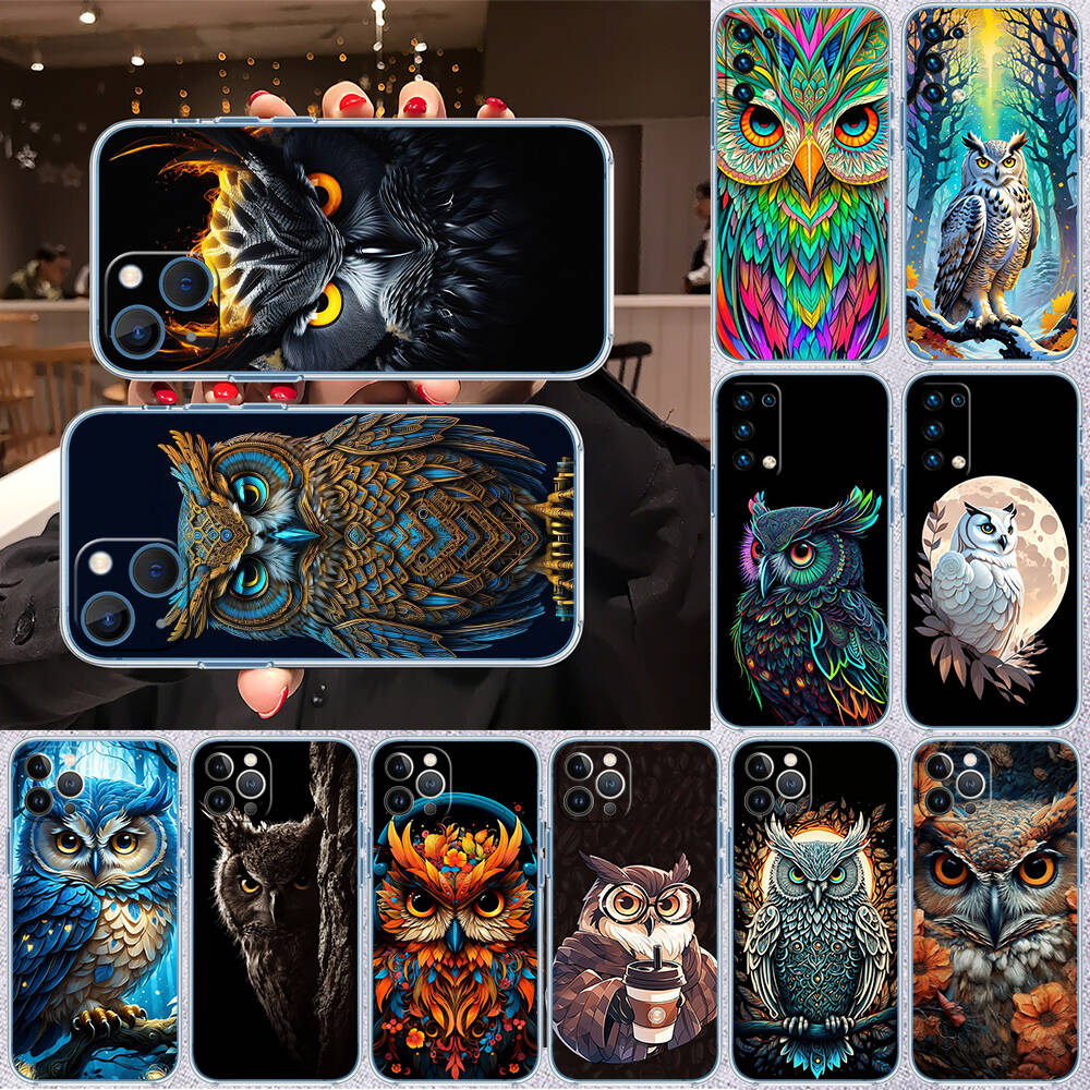 Cartoon Art Owl Case for Motorola G10 G20 G04 E30 E40 E22 E20 E13 E15 G22 G23 G05 G75 G35 G55 E22S E7 G6 G7 G8 G9 Plus Power Play