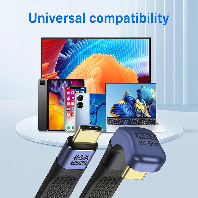 Удлинительный кабель SinLoon 40 Гбит/с USB4.0 Type C, 240 Вт, 8K PD, быстрая зарядка, плоский тонкий кабель USB-C - U-типа, кабель для передачи данных FPC для ноутбуков и мобильных телефонов