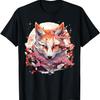 Kitsune Аниме Кавайи Лиса Цветок Сакуры Футболка