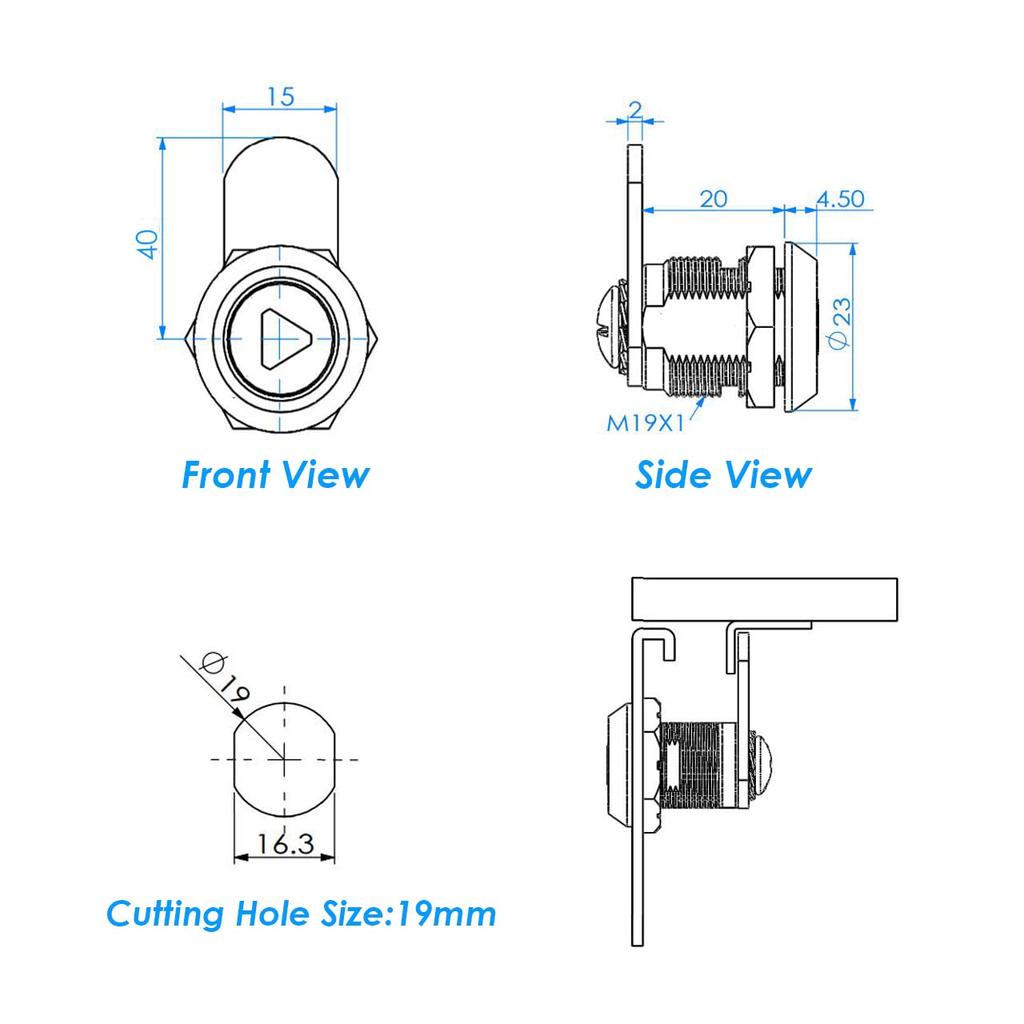 Triangular Key Cabinet Lock Set Same Core Copper Lock Core File Cabinet Drawer Lock Storage Cabinet Safety Lock Silver 5PCS