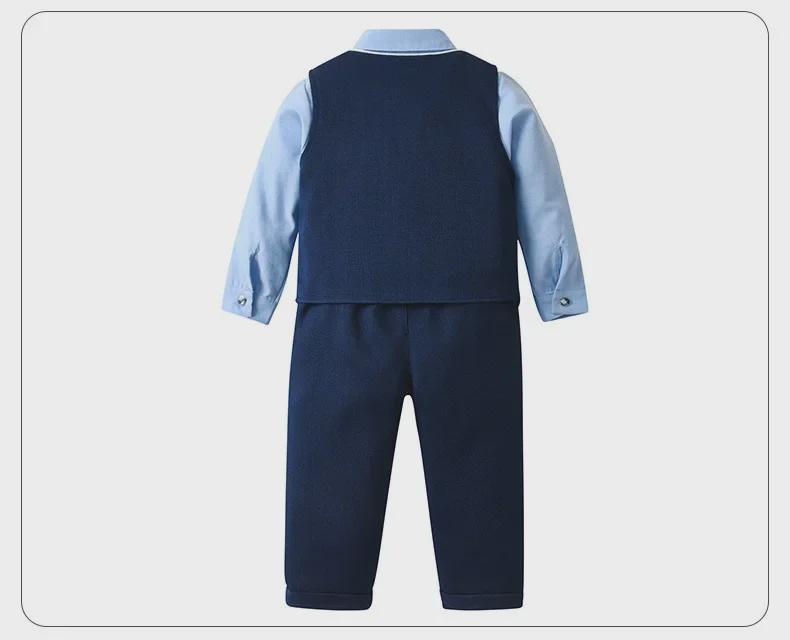 2024 Детский жилет с длинными рукавами, костюм-тройка для мальчиков на весну/осень