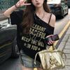Американская уличная мода Женская летняя футболка с коротким рукавом и косым плечом Ленивый стиль Узкий универсальный топ