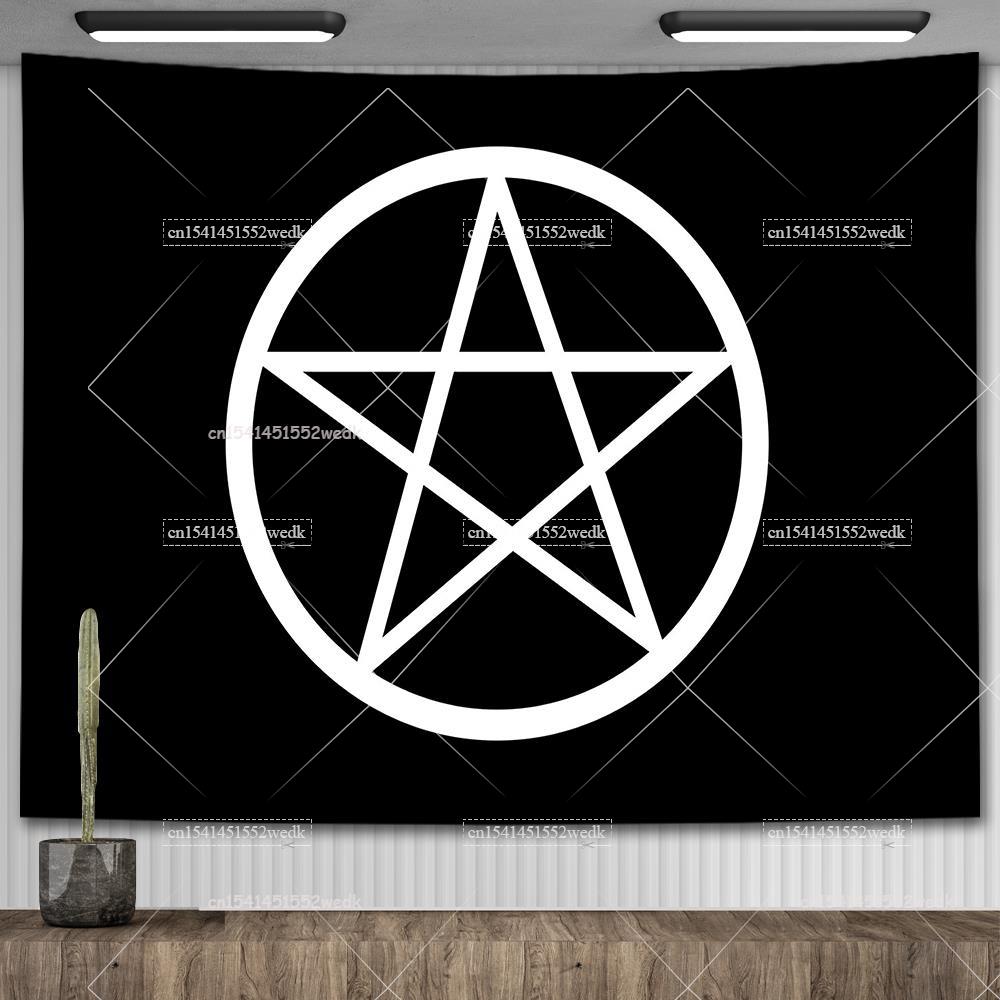 Хиппи Пентаграмма Викканский настенный гобелен Оккультный колдовской гобелен Эстетические сатанинские гобелены с головой козла Украшение гостиной