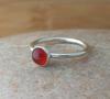 Carnelian Gemstone Solid 925 Sterling Silver Round Stone Handmade Ring, Stackable Ring, Bezel Ring, Silver Ring