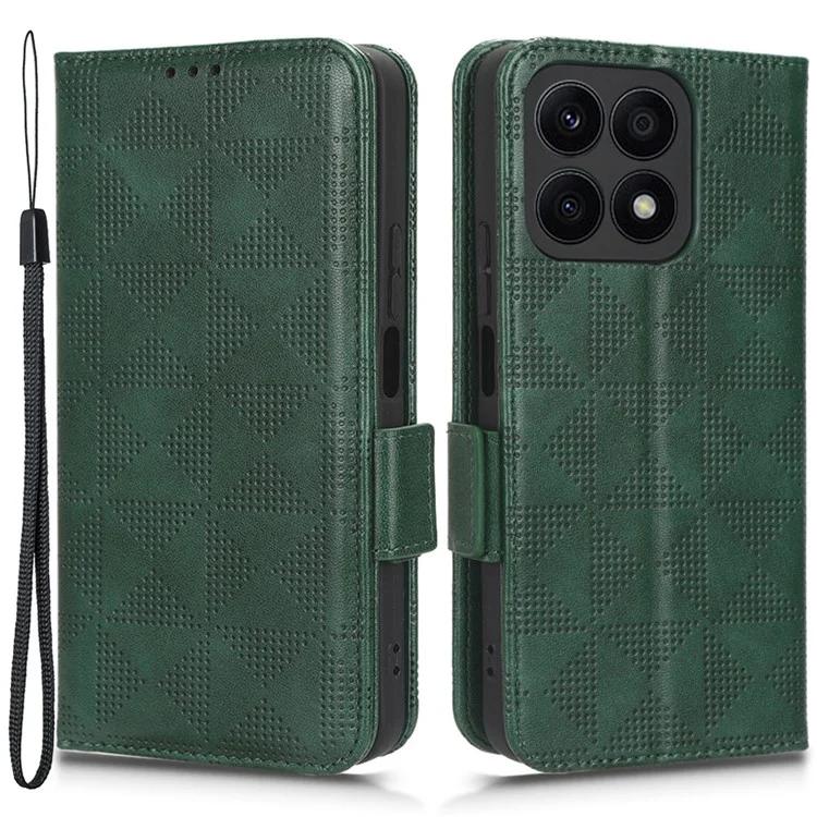 Чехол для телефона Honor X8a 4G из искусственной кожи с подставкой и тисненым треугольным узором