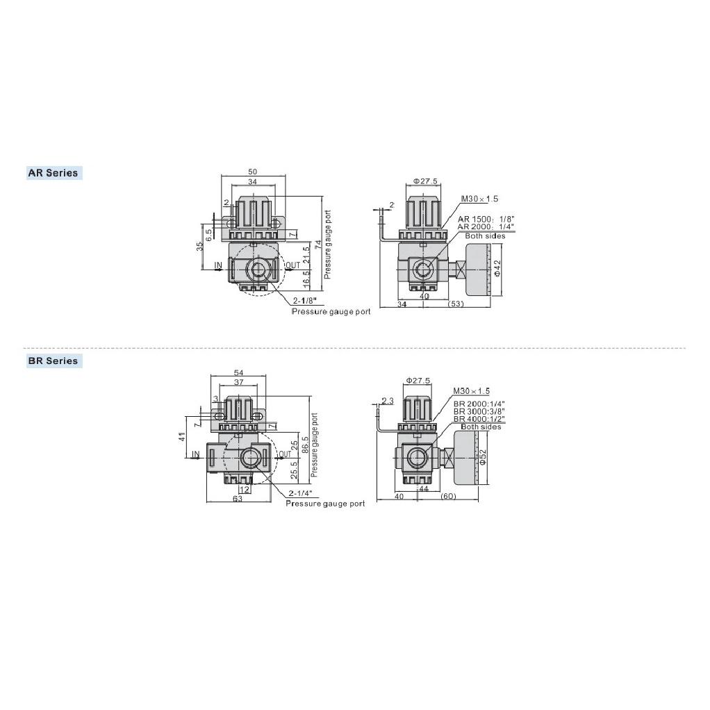 Оригинальный регулятор Airtac SDR200-08/06/08L1 SDR100-06/M5/06L1/M5L1 для воздушного компрессора, пневматический редукционный клапан давления