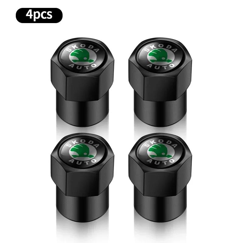 4pcs/set Car Styling Metal Wheel Tires Bolt-in Valve Caps Badge For Skoda VRS Octavia 2 3 Kamiq MK3 Kodiaq Karoq RS Superb  WL5