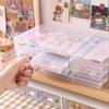 Transparent Pocket Sticker Note Mini Storage Box Student Plastic Desktop Sorting Summary Label Organizing Small Box