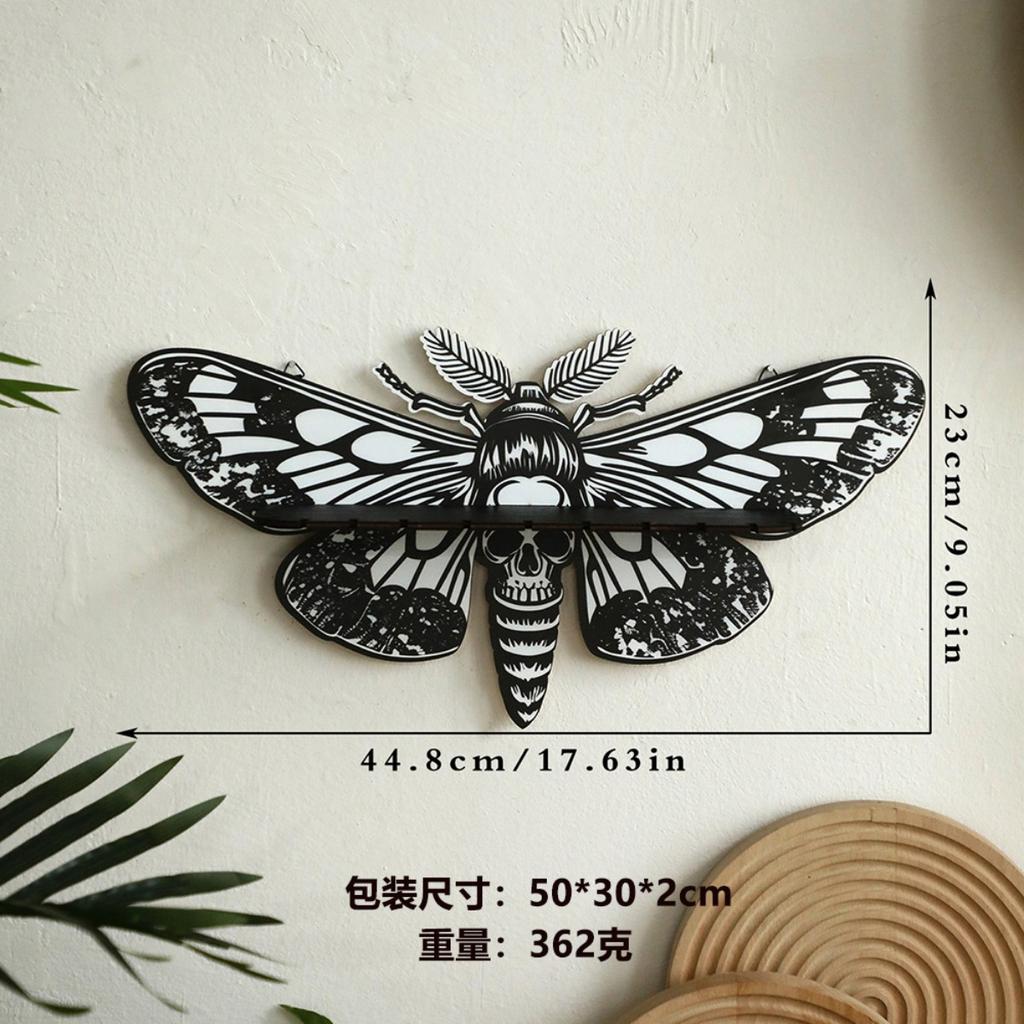 Death Head Moth Metal Wall Decor Black Wall Hanging Decor Gothic Silhouette Wall Art for Bedroom Living Room Bathroom Office Garden Wall Decoration