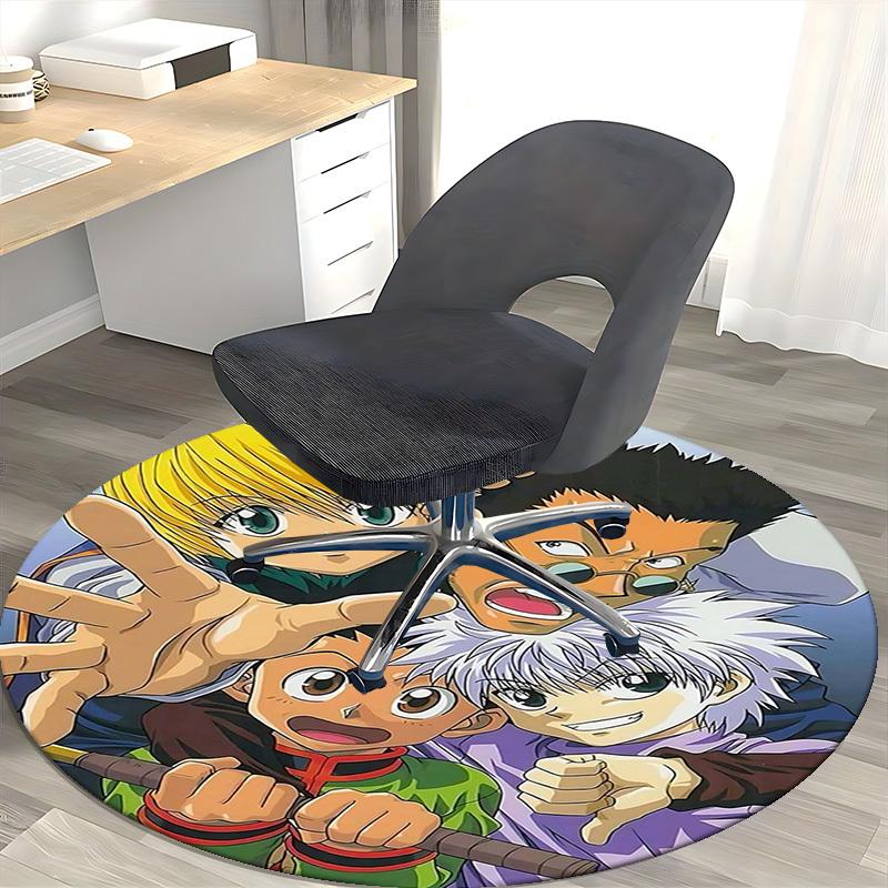 1pc Anime Cartoon Design Round Carpet - Office Chair Mat, Non-Slip Rug for Home Decor, Living Room, Bedroom, Game Room, Dormitory Flooring Gift Idea.W