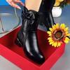 Real Soft Leather Short Boots Women's Autumn and Winter New Soft Leather Short Tube Medium Tube Martin Boots Versatile Medium Heel Velvet Boots