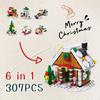 [2024 НОВЫЙ Рождественский Подарок] 307 деталей сборочный блок DIY рождественская тема снежный домик снеговик Санта-Клаус рождественская елка 6 в 1 комплект украшения модель игрушки