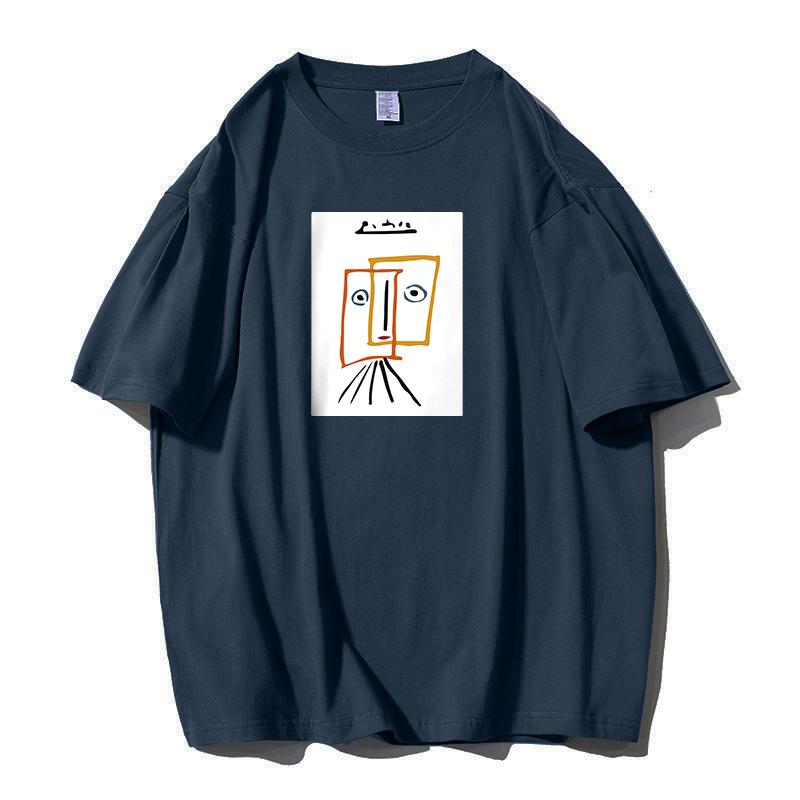 Shellsuning футболка с мультяшным принтом женская летняя модная повседневная простая простая футболка с коротким рукавом из 100% хлопка мягкие футболки женские негабаритные базовые топы для пар