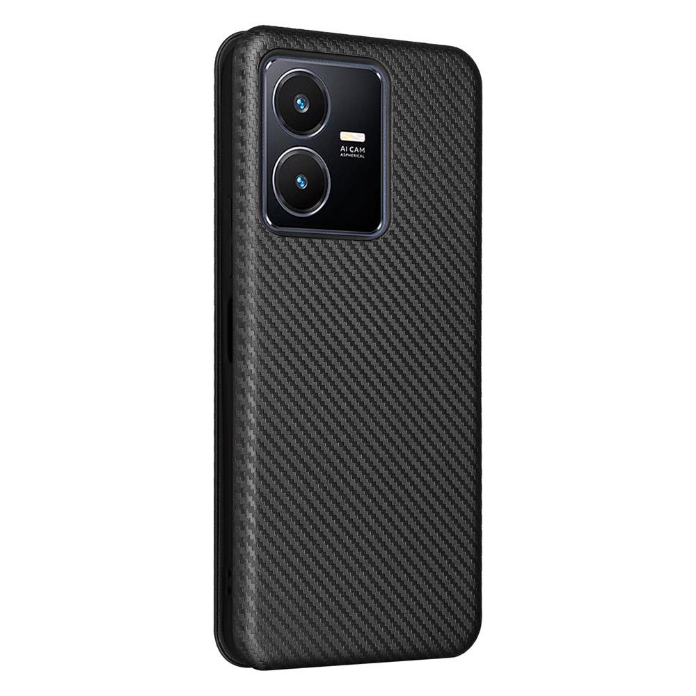 Флип-чехол с карбоновой текстурой и поддержкой нескольких карт для VIVO Y22S/Y35 - Простой, нейтральный дизайн