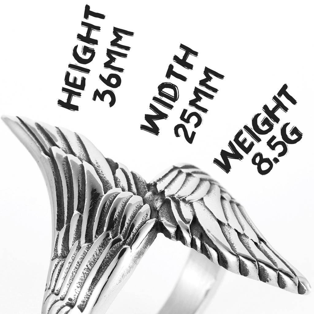 Stainless Steel Men Rings Angel Wings Punk Simple Trendy for Women Biker Fashion Jewelry Halloween Creativity Gift