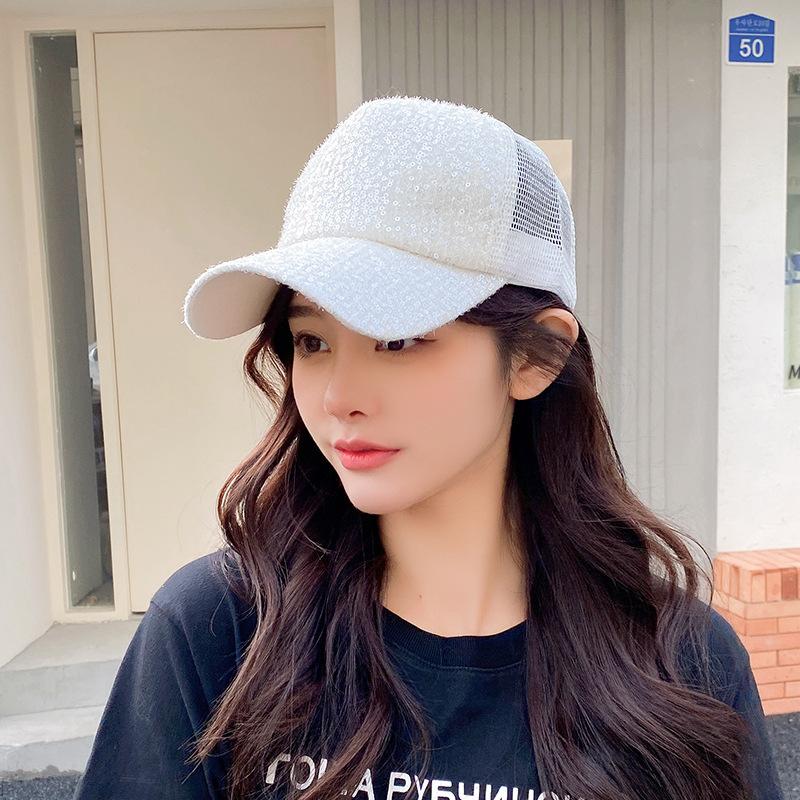 Модная и красочная бейсболка с блестками, кепка-солнцезащита для отдыха для женщин, дышащая сетчатая кепка для путешествий на открытом воздухе, кепка-утконос