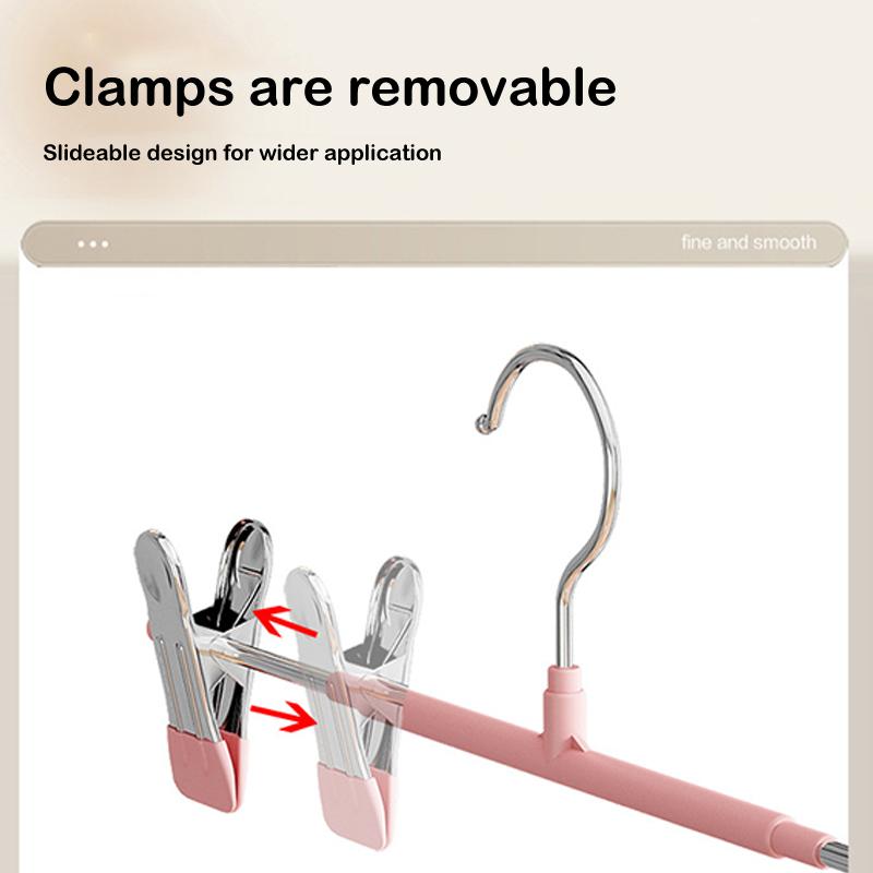 Windproof Metal Hanger For Clothes Home Pants Coat Non-Slip Drying Hangers With Adjustable Clips Closets Storage Organizer