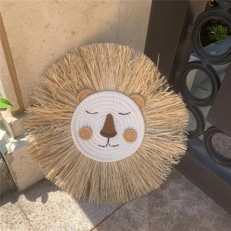 Скандинавская ручная работа, рафия, трава, голова животного, украшение на стену для детской комнаты, дома, спальни, гостиной, Ins Style