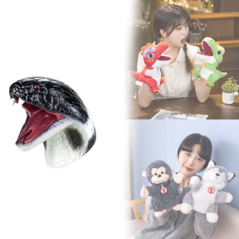 Игрушка-рукавичка в виде животного с реалистичной змеиной головой для развивающей игры детей