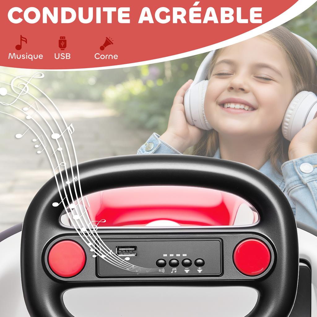 Children's bumper car 6V, 360° rotation, children's electric bumper car with dual motor, music and horn
