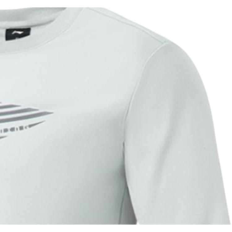 Li-Ning Теплый флисовый свитер Fitness Series с круглым вырезом и длинным рукавом, мужская толстовка River-Stone-Gray AWDTA63-4