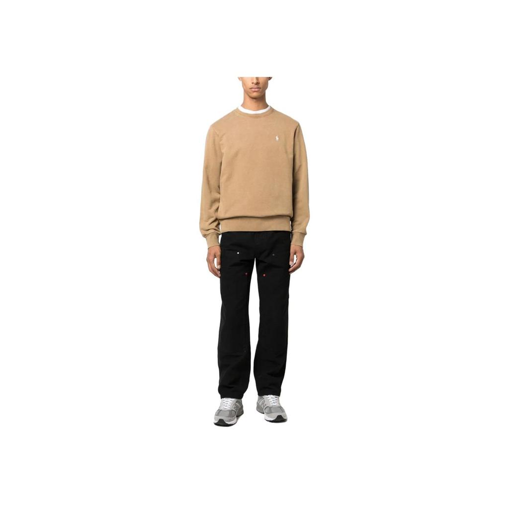Polo Ralph Lauren FW23 Пони Вышитый Пуловер Повседневный Свитер Мужской свитер Хаки 710916689-004