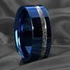 Fashion 8mm Men Black Stainless Steel Rings High Polished Blue Abalone Shell for Men Wedding Party Jewelry Anniversary Gifts