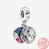 S925 стерлингового серебра фиолетовая маргаритка муранское бисер ночное небо звезда подвеска подходит модный браслет своими руками роскошные серебряные украшения для девочек