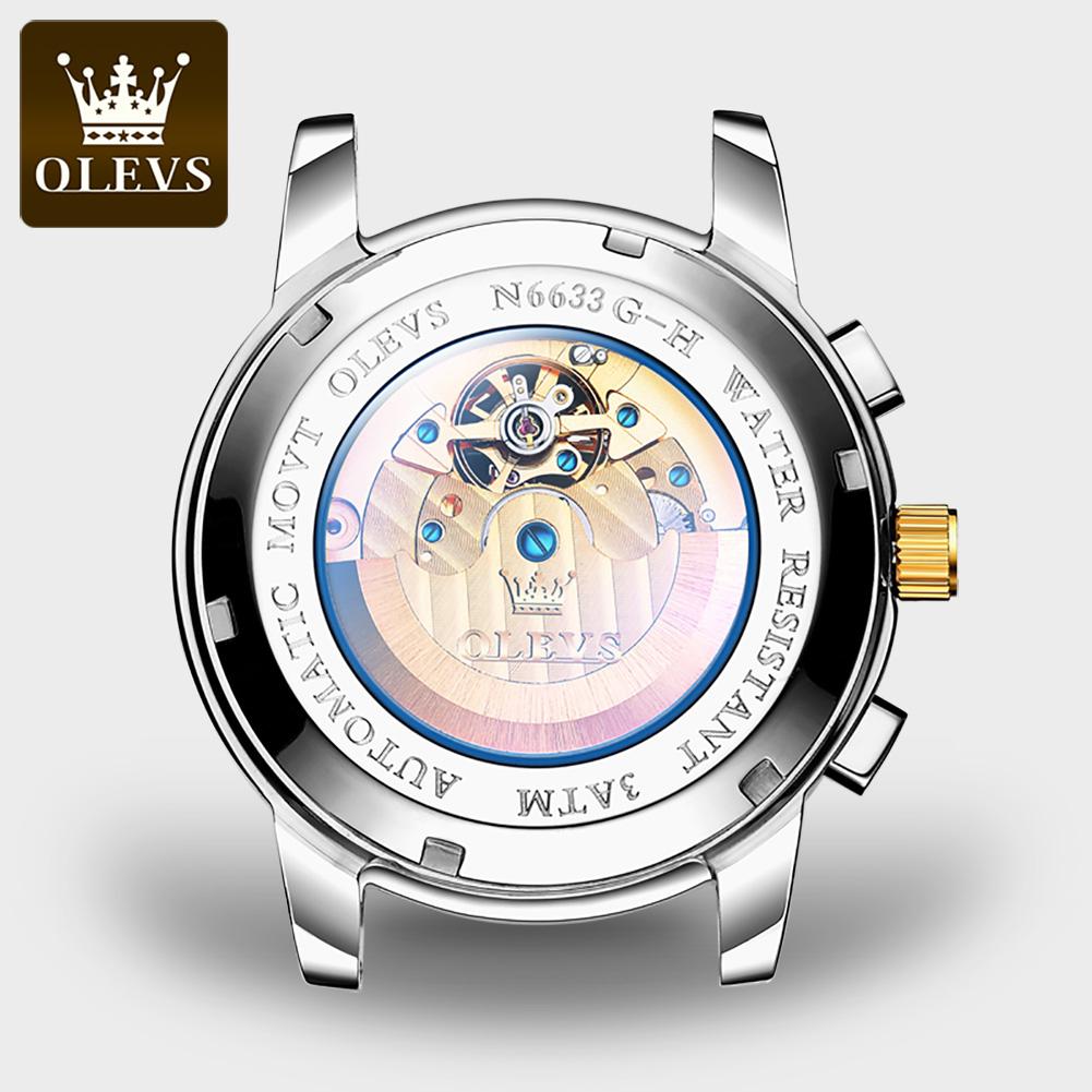 OLEVS 6633 с подарочной коробкой Роскошные автоматические механические часы Водонепроницаемые мужские часы