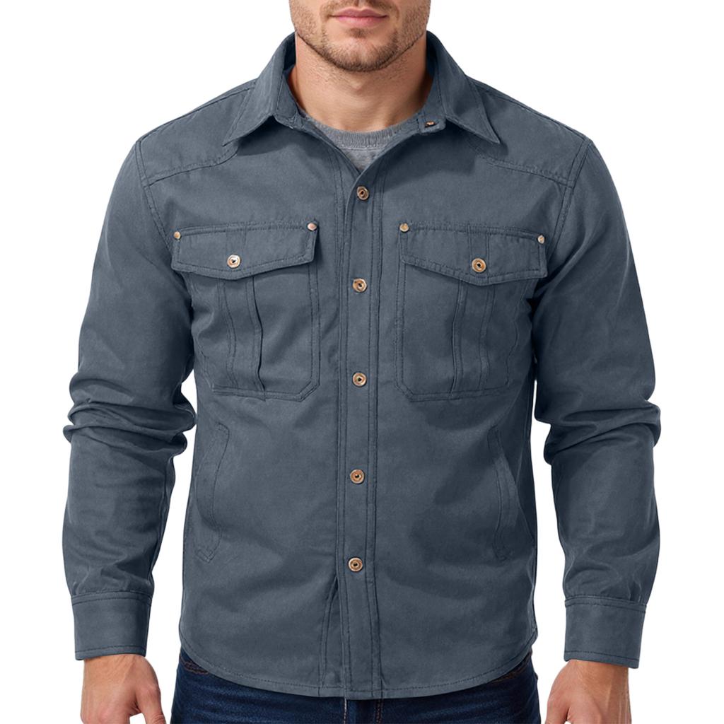 Men's Relaxed-Fit Casual Workwear Long-Sleeve Jacket Shirt