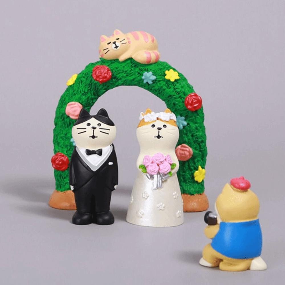Zakka Wedding Ceremony Ornaments DIY Mini Cat Figurine Mini Wedding Arch Toy Cake Decoration