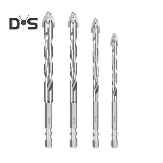 Набор из 1/4 сверл, высокопрочные, нержавеющие, многофункциональные, износостойкие, с четырьмя канавками, пилообразные эксцентриковые сверла