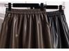 Юбка миди А-силуэта из коричневой искусственной кожи ПУ с высокой талией для женщин