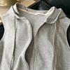 Летний женский жилет, пальто с капюшоном и шнурком, сплошной цвет, приталенный эластичный подол, боковые карманы, кардиган на молнии, мягкий дышащий повседневный спортивный жилет