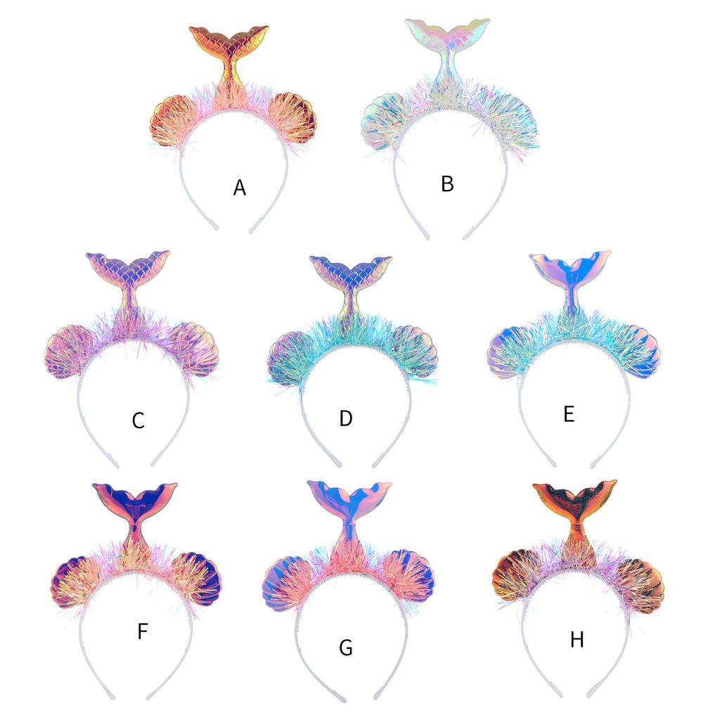 Взрослый Подростковый Мишурный Ободок Русалки Фестивальный Ободок для Волос с Рыбьей Чешуей для Рождественской Вечеринки Выступлений Марди Гра Головной Убор