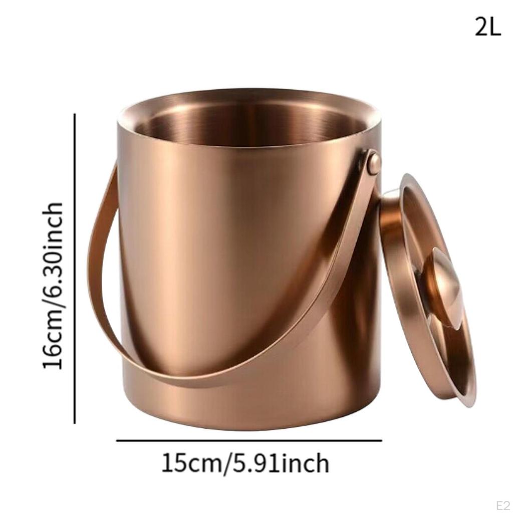 Double Wall Ice Bucket Beverage Chilling Container Keeps Cold and Dry with Lid Champagne Cooling