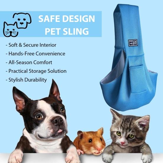 Pet Carrier Sling Breathable Crossbody Bag Puppy Carrier Purse Hand-Free Dog Sling Carrier with Storage Pockets for Small Dogs Cats