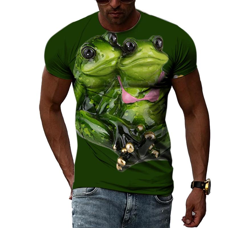 Hip Hop Funny Frog Summer New Men's Personality T-Shirt 3D Printing Creative Trend Short Sleeve Fashion Casual Round Neck Shirt