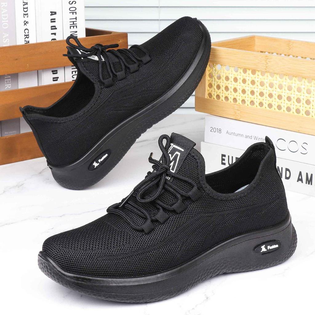 Мужские черные повседневные туфли «Золотая осень» со светлой полиуретановой подошвой