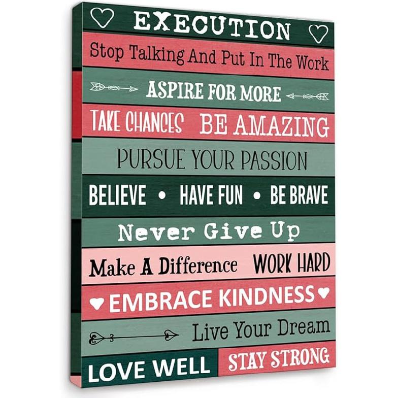 Gwisml Execution Quotes Wall Art,Purple pirational Canvas Frame Paintings For Office Home Workplace Wall Art Decor