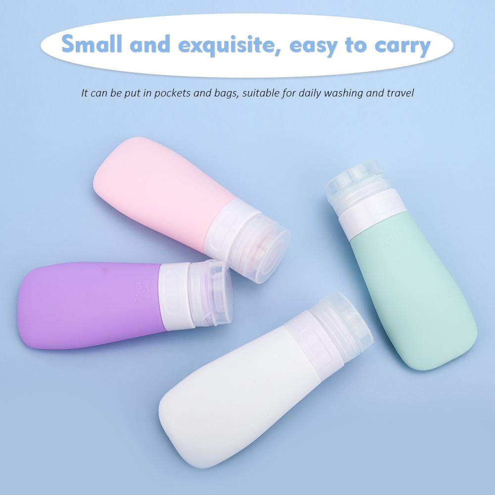 4Pcs/Set Portable Silicone Travel Bottle Liquid Container Empty Refillable Packing Lotion Points Shampoo Container Cream Trip