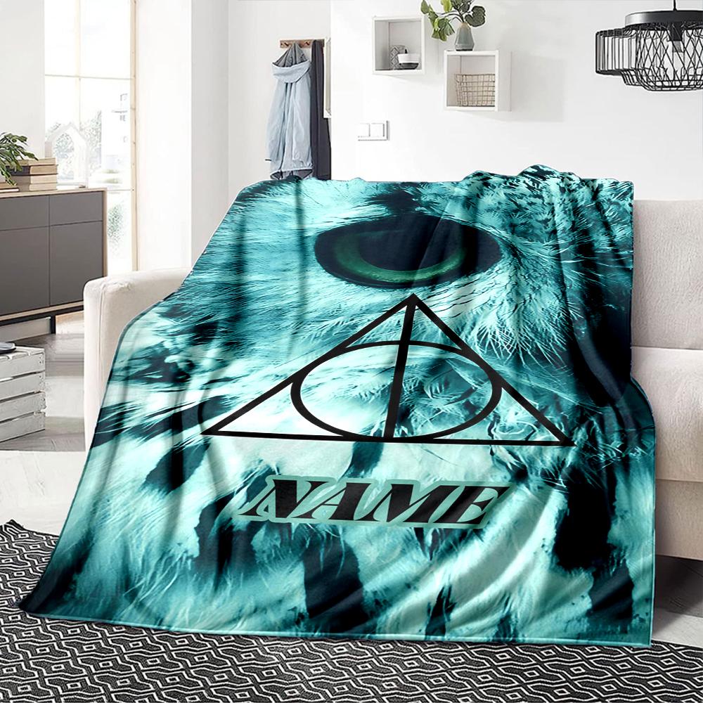Custom Name "Harry Potter White Owl" blanket for Couch & Bed, Plush Cozy Fuzzy Blanket Super Soft & Warm Blankets for Fall and Winter. 0908105