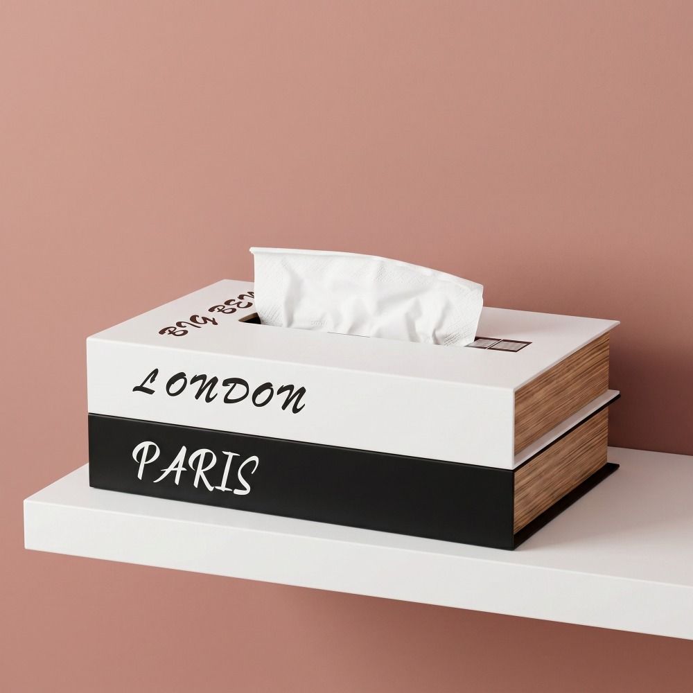 Luxury Book Style Tissue Box Ornaments Napkin Holder Case Organizer Paper Box Home Decoration