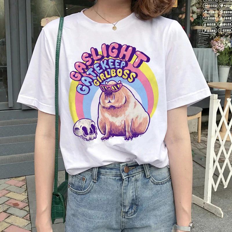 Cute Capybara Clothing T-Shirt Unisex Vintage Cartoon T Shirt FeUnisex Casual Anime Top Tees T Shirt Unisexga Unisex Graphic Tee Tops