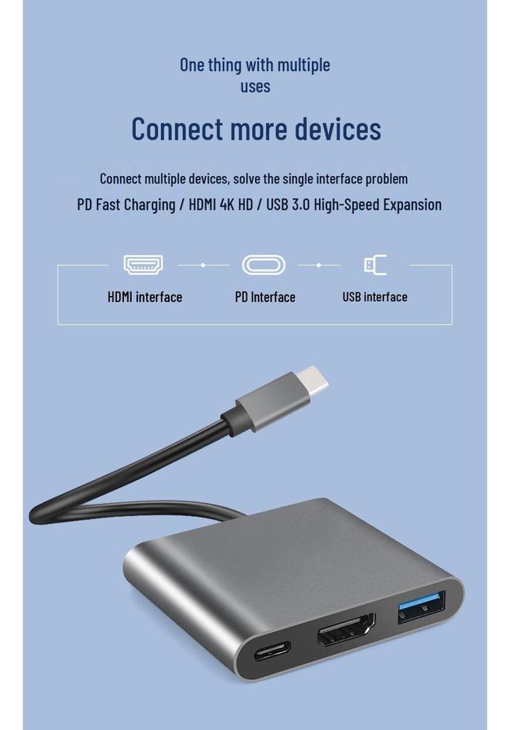 Многопортовый USB-C концентратор HDMI с USB 3.0 и док-станцией Type-C