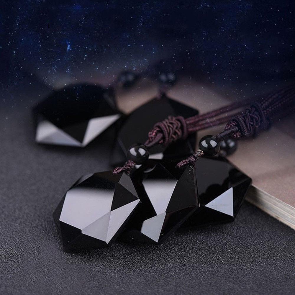 Модное модное благословение, черное счастливое украшение, ожерелье в форме гексаграммы, амулет, кулон из обсидиана