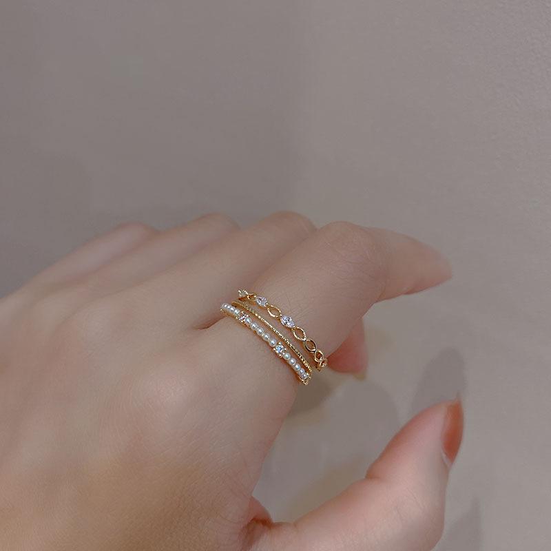 Открытое кольцо-бантик из гальванизированного золота с цирконием - корейский дизайн, роскошные ювелирные изделия