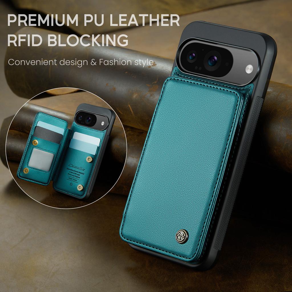 Чехол CASEME C22 для Google Pixel 10 Pro/10/9 Pro/9, кожаная задняя крышка со слотами для карт с RFID-блокировкой