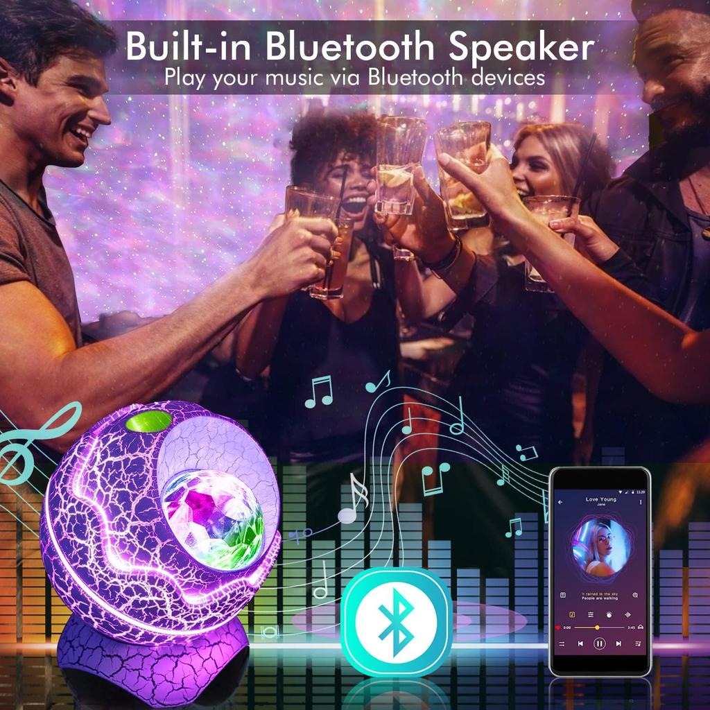 Динозавр Яичная скорлупа Галактический Проектор Звездное Небо Ночной Свет Bluetooth Динамик Милое Украшение Игровой Комнаты Детский Подарок Светодиодная Туманность